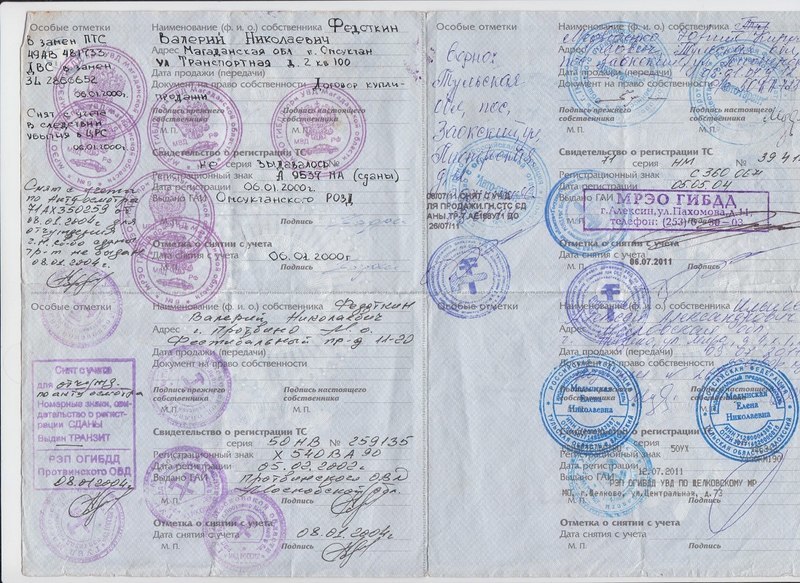 Осмотр птс образец