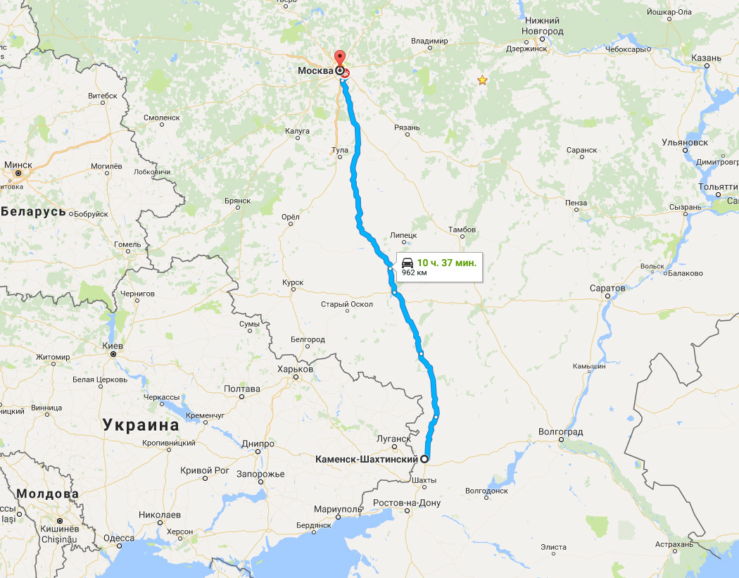Маршрут москва пятигорск на машине карта